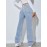 Light Blue Versatile Straight Jeans, Loose Fit Slash Pockets Baggy Denim Pants, Women's Denim Jeans & Clothing